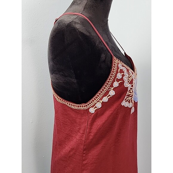 Blue Rain Slip Dress Medium Floral Embroidered Boho Hippie Indie Lined Halter - Picture 6 of 13